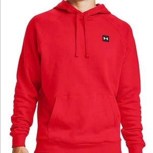 Under Armour Mens Rival Hoodie Pullover Sweatshirt Drawstring Extra Large XL Red